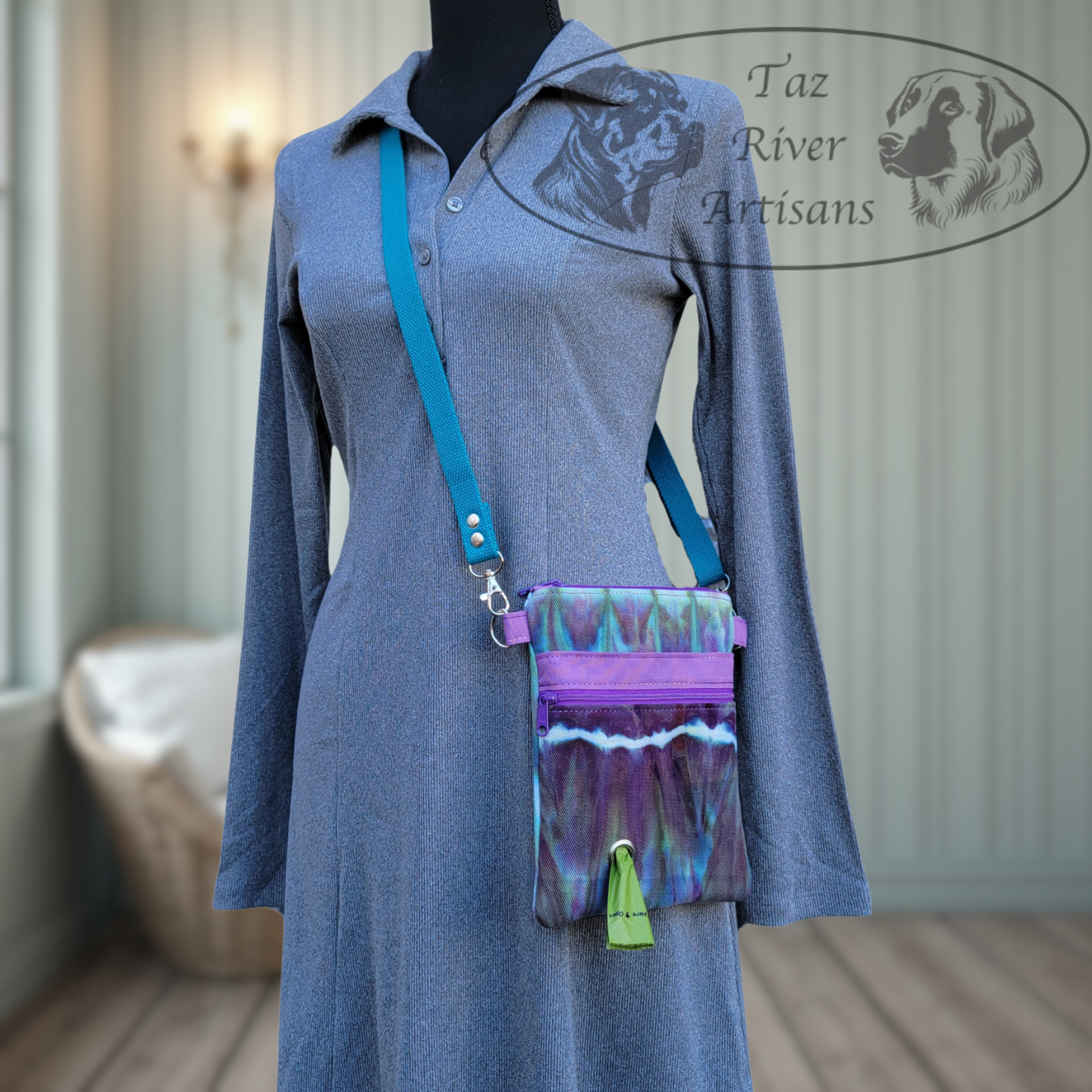 The River Walker Crossbody Dog Walking Bag - Hand Dyed Alchemist's Magic