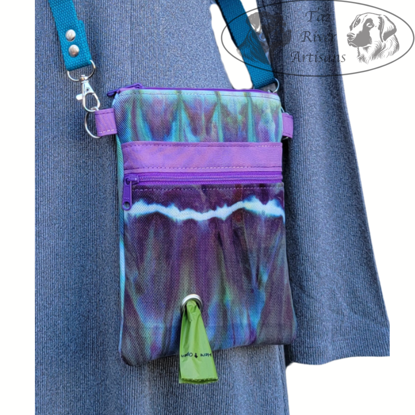 The River Walker Crossbody Dog Walking Bag - Hand Dyed Alchemist's Magic