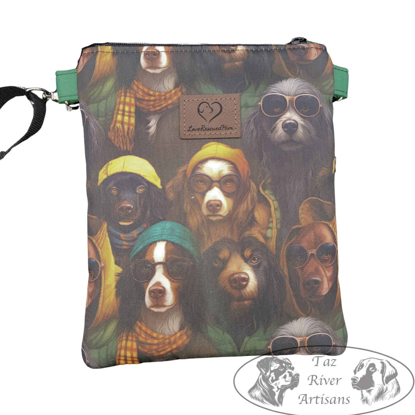 The River Walker Crossbody Dog Walking Bag - Dog with Hats