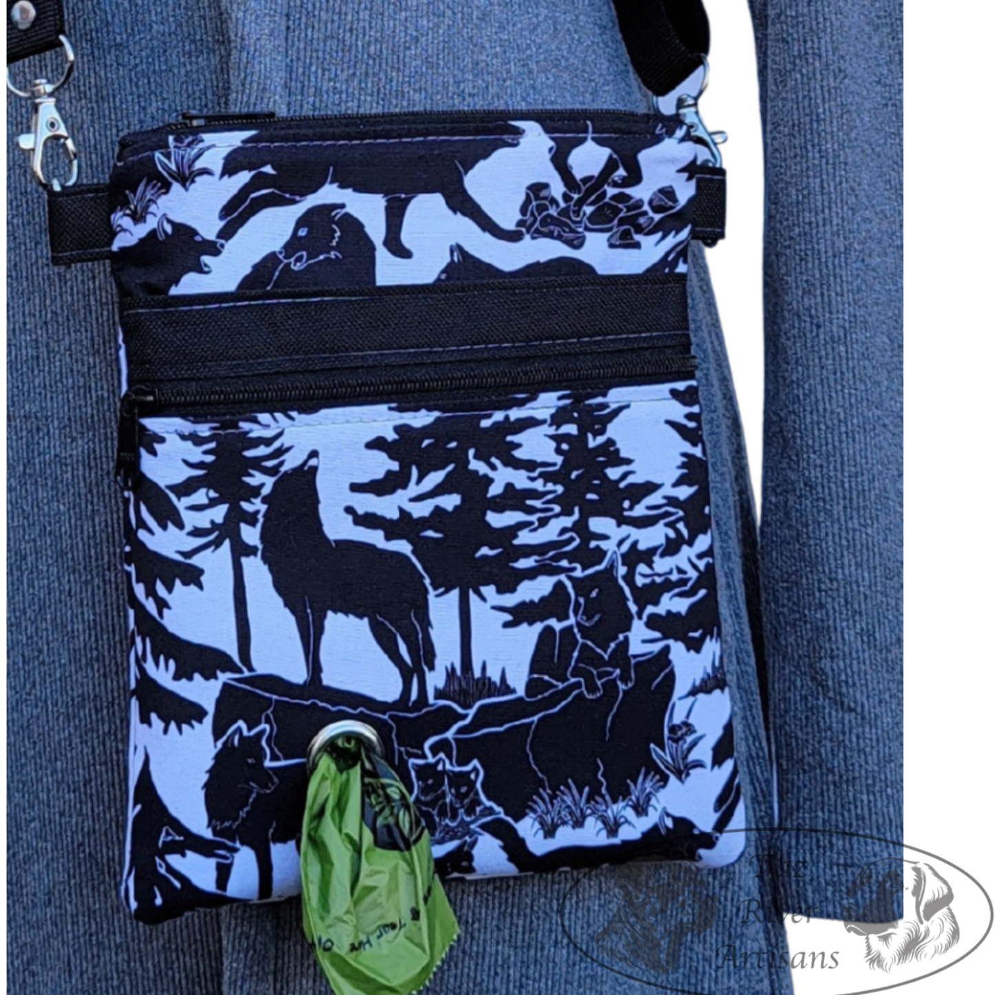 The River Walker Crossbody Dog Walking Bag - Wolves
