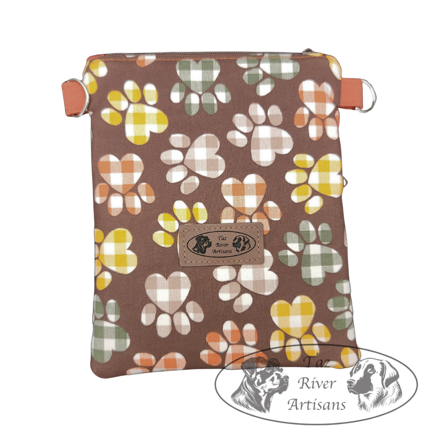 The River Walker Crossbody Dog Walking Bag - Gingham Paw Prints
