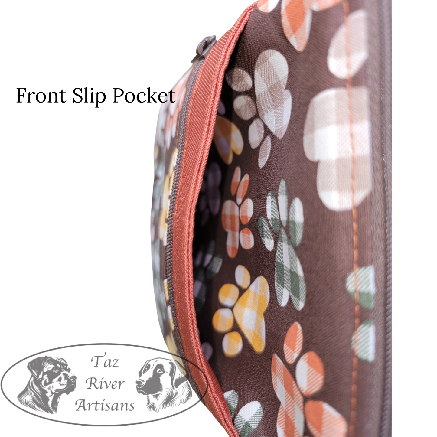 The River Walker Crossbody Dog Walking Bag - Gingham Paw Prints