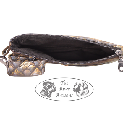 Two-Toned Wristlet - Gold Dragon Scales